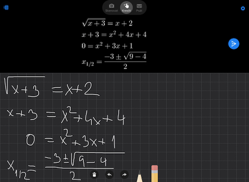 Vyuit aplikace Microsoft Math Solver