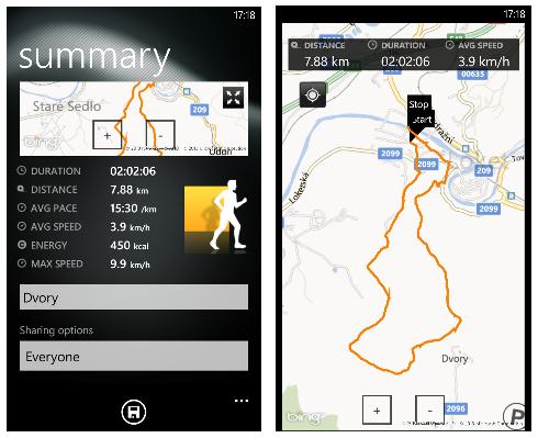 Sports Tracker na WP8