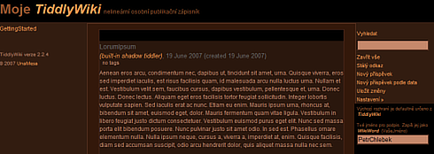 TiddlyWiki v etin a jinm grafickm motivu